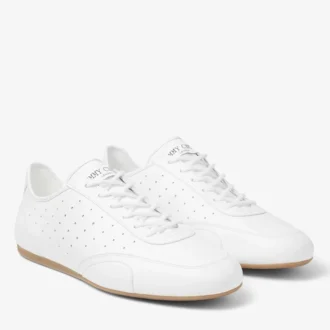 Sunny M Low-Top-Sneaker aus weißem und gummifarbenem Leder