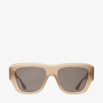 Yani – Matt-transparente, hellbraune Sonnenbrille in rechteckiger Form