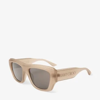 Yani – Matt-transparente, hellbraune Sonnenbrille in rechteckiger Form