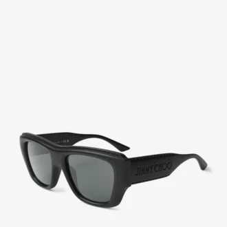 Yani Mattschwarze rechteckige Sonnenbrille
