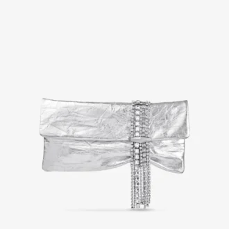 Zandra Clutch-Tasche aus silbernem Vintage-Metallic-Leder