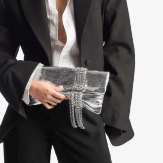 Zandra Clutch-Tasche aus silbernem Vintage-Metallic-Leder