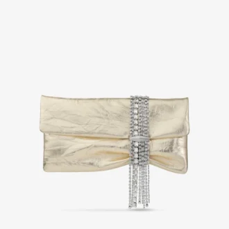 Zandra Platin Vintage-Metallic-Leder-Clutch