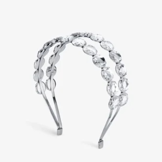 Zweireihiges Stirnband – Kristall-Stirnband in Silberoptik