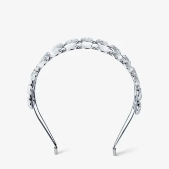 Zweireihiges Stirnband – Kristall-Stirnband in Silberoptik